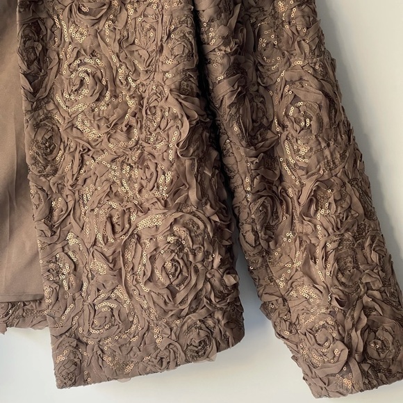 NWT ($159) Chico's Blazer Jacket Coat Taupe Rose Sequin, Sz 1 (M/8) - Picture 10 of 14